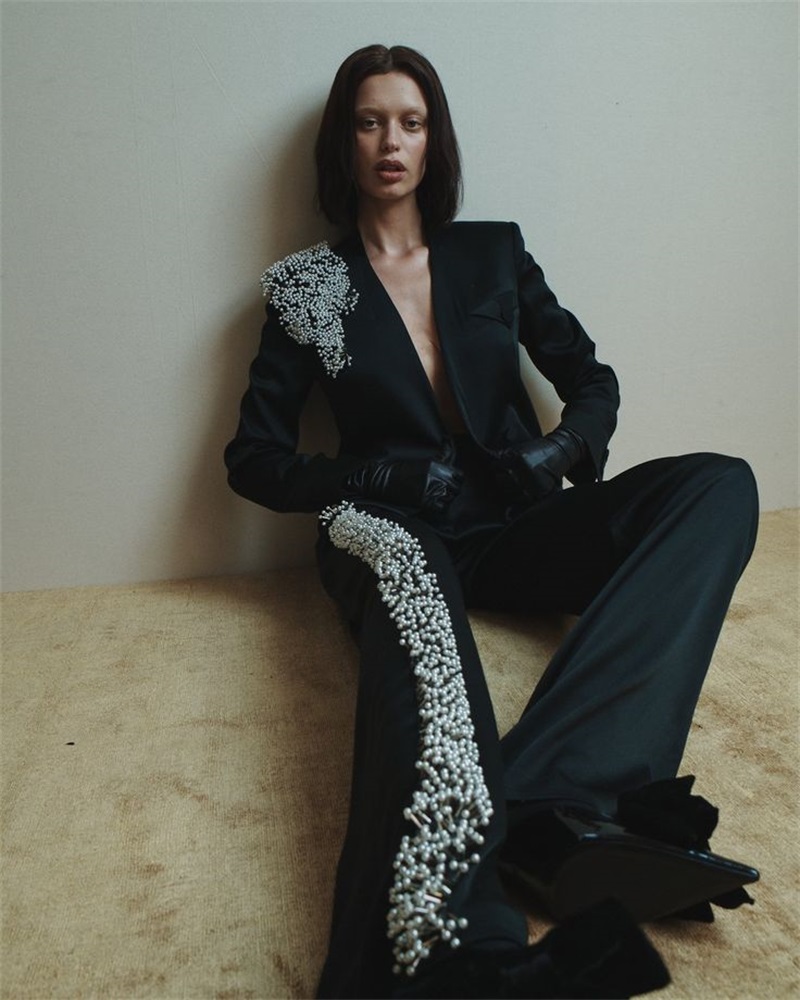 Women Formal Wear Designers - أسود المرأة مكتب الدعاوى مجموعة اللؤلؤ