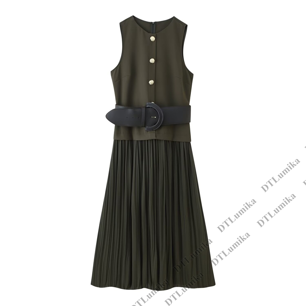فستان نسائي أخضر زيتوني بدون أ - مراجعة Women Formal Wear Belt وسعره