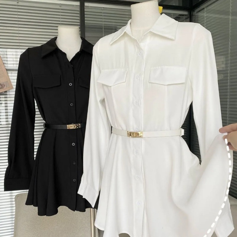 فستان قميص نسائي أسود بأكمام ط - مراجعة Women Formal Wear Stitching وسعره