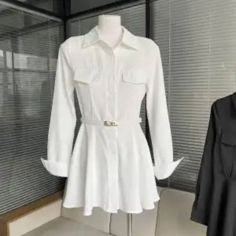 فستان قميص نسائي أسود بأكمام ط - مراجعة Women Formal Wear Stitching وسعره