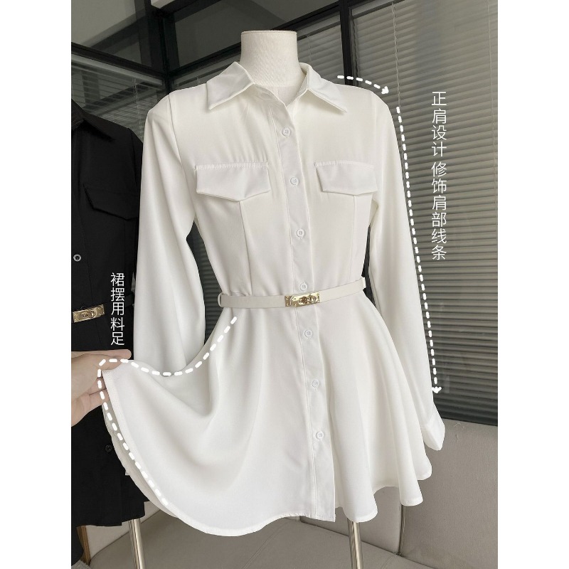 فستان قميص نسائي أسود بأكمام ط - مراجعة Women Formal Wear Stitching وسعره