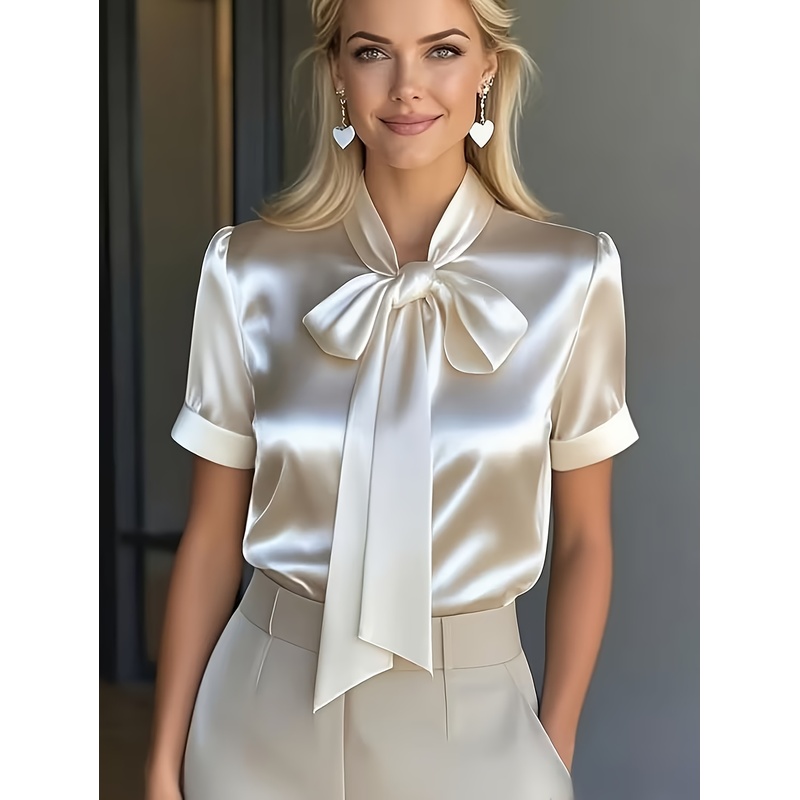 قميص نسائي أنيق بأكمام قصيرة و - مراجعة Women Formal Wear Stitching وسعره